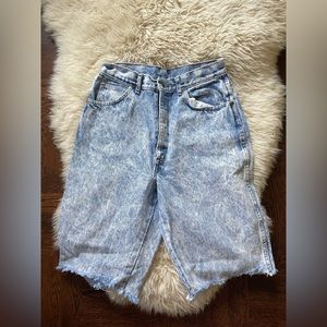80s Chic Acid Washed Denim Bermuda Length shorts longline denim short light wash